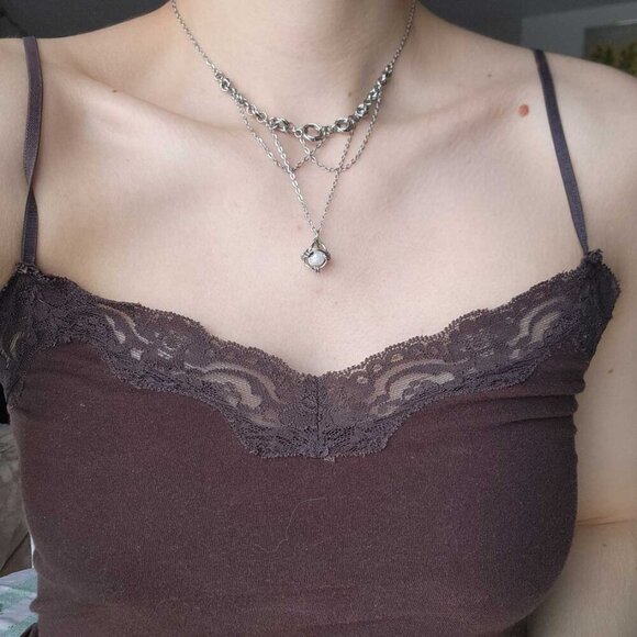 Victorian antique white pearl chandelier necklace with a small silver chain - Picture 8 of 8